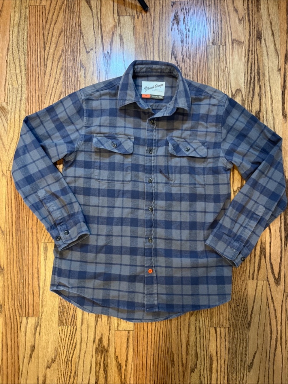 Duck Camp Shirt Mens Medium Gray Plaid Button Up Flannel Outdoor Gorp Utility
